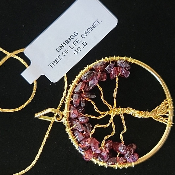 Tree of Life Pendant Necklace Garnet, Gold - Picture 4 of 7